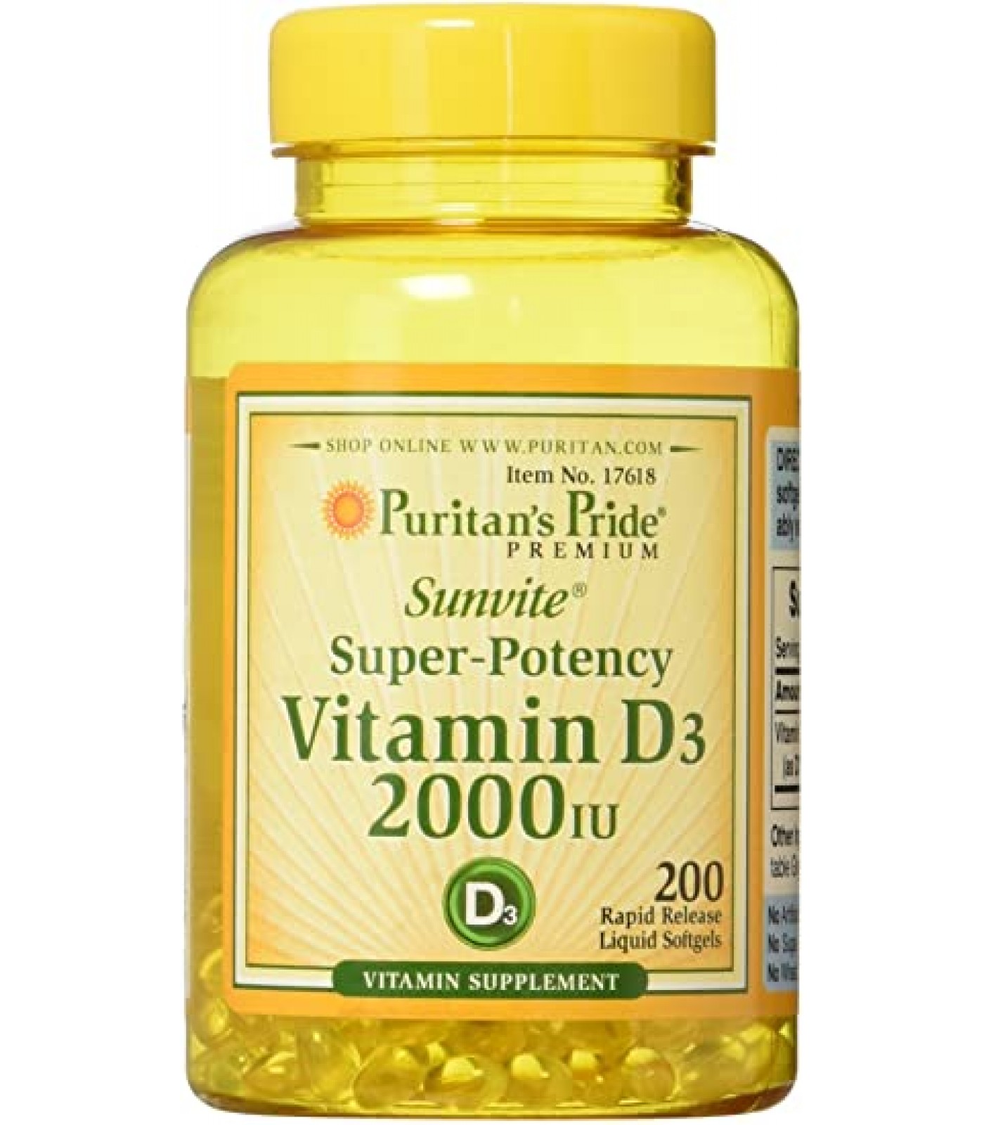 Puritan's Pride - Vitamin D3 2000IU / 200 softgels​